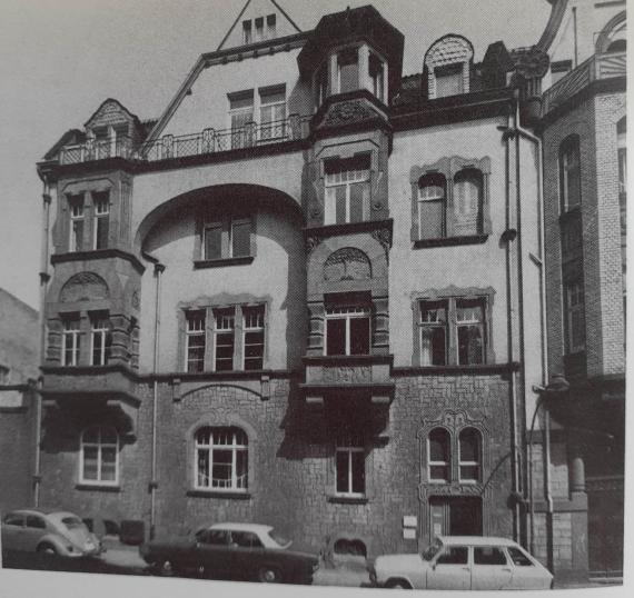 Black and white photograph of a town house