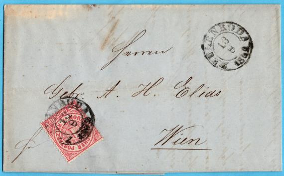 Letter of a business nature to Mr. " Gebr. A. H. Elias, Vienna " - sent on August 13, 1869