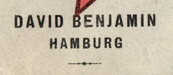 Briefumschlag von " David Benjamin, Hamburg " - versandt am 22. Dezember 1927 - Ausschnittvergrößerung Name