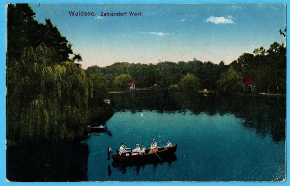 Picture postcard Waldsee - Zehlendorf West - mailed September 11, 1919 to Miss Jenny Goldberg i. d. Kriegsmetall - Akt. Ges., Berlin W 9. Potsdamer Strasse 10/11 Room No.17 - card image page