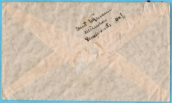 Envelope addressed to " Dr. Blauhorn, Vienna, Esteplatz 8 " - mailed September 30, 1923 - envelope - reverse side