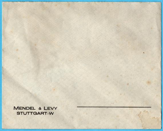 Envelope of the men's textile factory " Mendel & Levy " , Stuttgart-W from the time around 1900