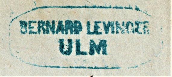 Briefumschlag - Bernhard Levinger Briefumschlag von " Bernhard Levinger, Ulm " - versandt am 9. Januar 1869 - Ausschnittvergrößerung Absenderstempel