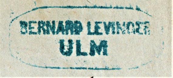 Envelope from " Bernhard Levinger, Ulm " - mailed on January 9, 1869 - detail enlargement of sender's stamp