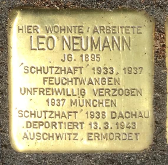 Stumbling stone for Leo Neumann - Stumbling stone laying on May 30, 2023 in Feuchtwangen