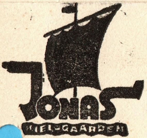 Business postcard from Wilh. Jonas, Kiel - Gaarden, Augustenstraße 46, - sent on July 29, 1931 - detail enlargement of company logo