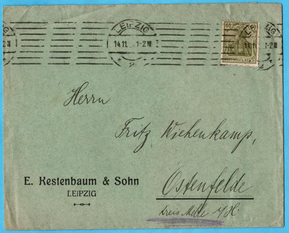 Envelope " E. Kestenbaum & Sohn, Leipzig " - sent on November 14, 1921