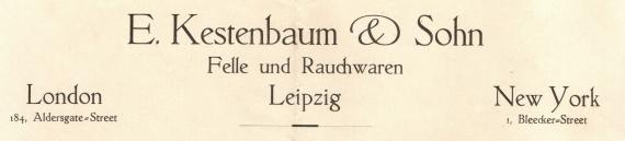 Geschäftsschreiben - E. Kestenbaum & Sohn Geschäftsschreiben - " E. Kestenbaum & Sohn, Leipzig " - versandt am 14. November 1921 - Ausschnittvergrößerung Geschäftsadressen