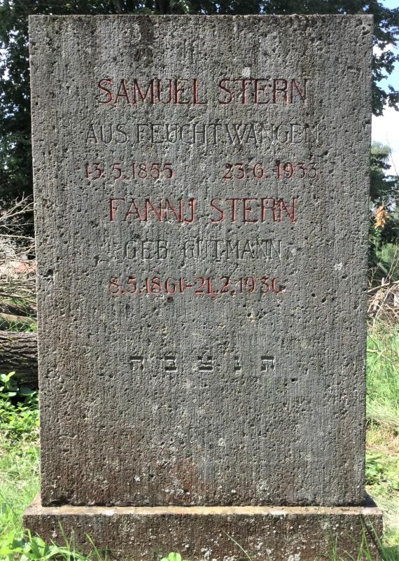 Grabstein von Samuel und Fanny Stern aus Feuchtwangen - begraben auf dem jüdischen Friedhof in Schopfloch