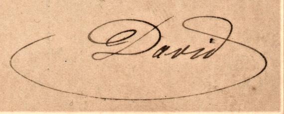 Postcard of a private nature from David Ichenhäuser to his wife Emma Ichenhäuser - written and sent on January 5, 1886 - detail enlargement - personal signature ( first name ) of David Ichenhäuser