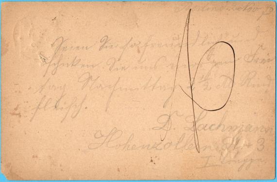 Postcard of a business nature to Mr. Samuel Breslauer, Berlin, Klosterstraße 91 - sent on November 2, 1876 - back of card