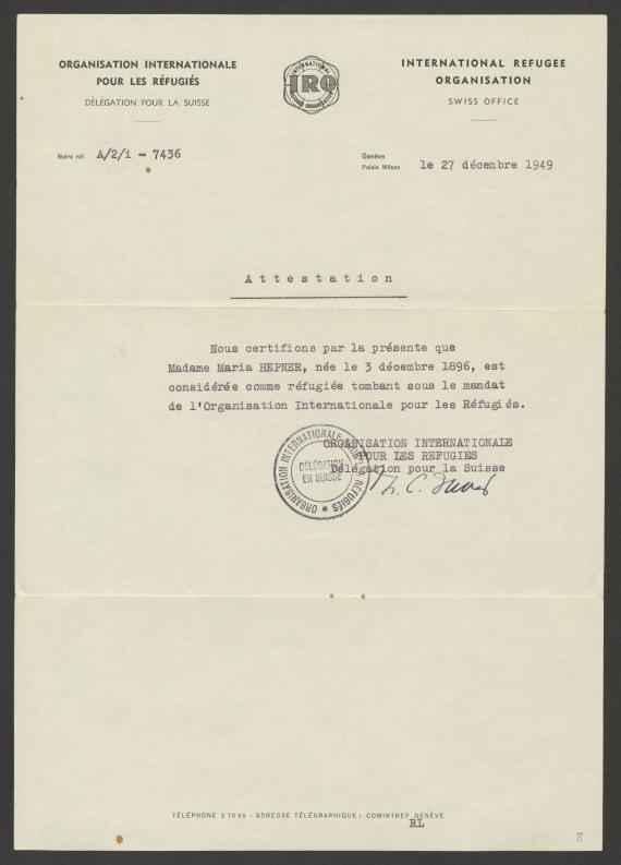 Digital copy of an IRO attestation