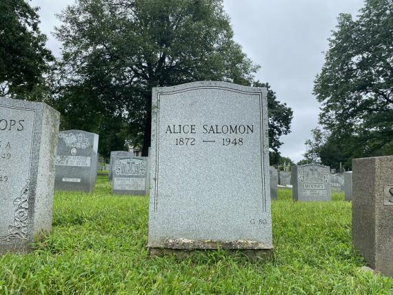 Gravestone in a meadow