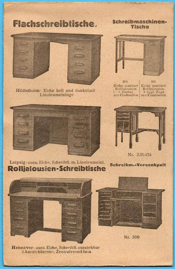  Blatt-Werbe-Klapp-Postkarte der Firma " S. Gutmann, Spezialhaus für sämtl. Bürobedarf ", München, Dienerstraße 14  - versandt am 19.9.1921 - aufgeklappte Karten-Innenseite 1