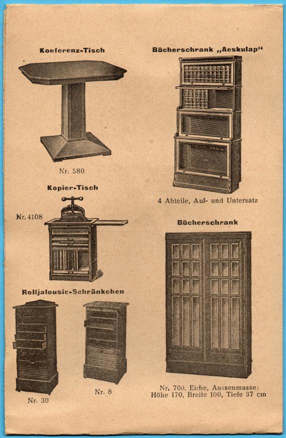 3-sheet advertising folded postcard from the company " S. Gutmann, Spezialhaus für sämtl. Bürobedarf ", Munich, Dienerstraße 14 - mailed on 19.9.1921 - folded card inside 2