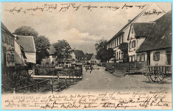 Historische Ansichtskarte - Oberdorf am Ipf - Partie am Bach - versandt am 26. Juli 1904