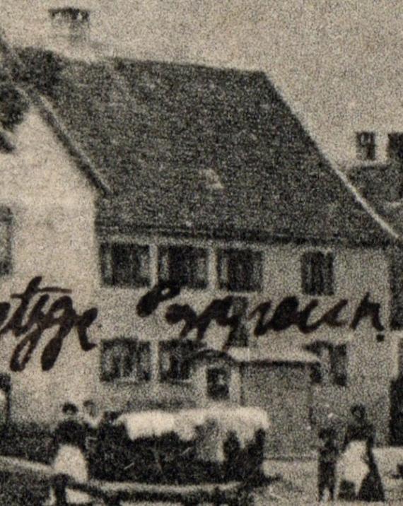 Ansichtskarte - Oberdorf am Ipf - Partie am Bach -1904 Historical picture postcard - Oberdorf am Ipf - Partie am Bach - sent on July 26, 1904 - detail enlargement of the Pappenheimer house and store