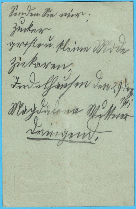 Postcard of a business nature to Mr. Kaufmann Lindauer in Buttenhausen - sent on December 29, 1901 - back of card