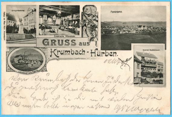 Historical multi-image picture postcard " Greetings from Krumbach-Hürben " - sent on June 29, 1900