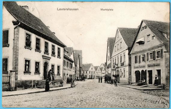 Historical picture postcard of Leutershausen - market square - sent on June 6, 1908