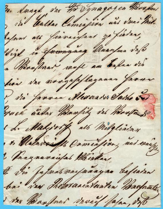 Letter - addressed to the board of the synagogue community - for the attention of Mr. S. Großmann, Glatz - from around 1861-1867 - back of letter