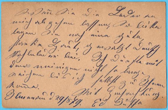 Postcard of a business nature to " Mr. M.G.Ledermann, Lederhandlung, Gotha " - sent on August 30, 1879 - back of card