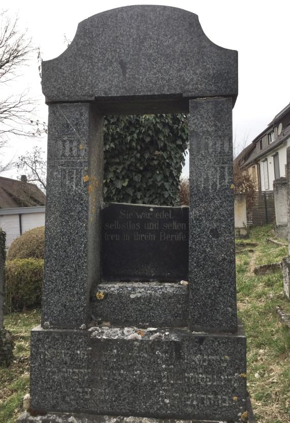 Grabstein von " Irma Grün " auf dem jüdischen Friedhof in Bopfingen-Oberdorf 