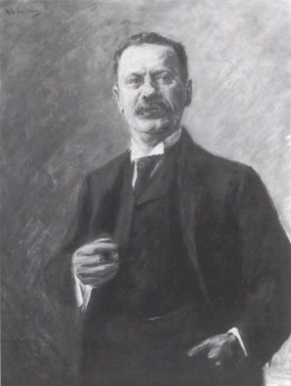 Black and white photograph of a painting with a man in half-length