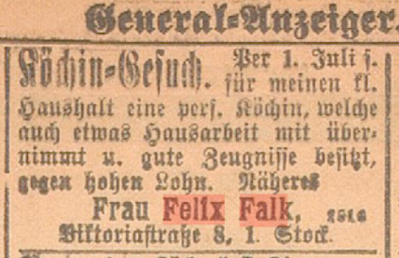 Newspaper clipping of an advertisement with headline and short text