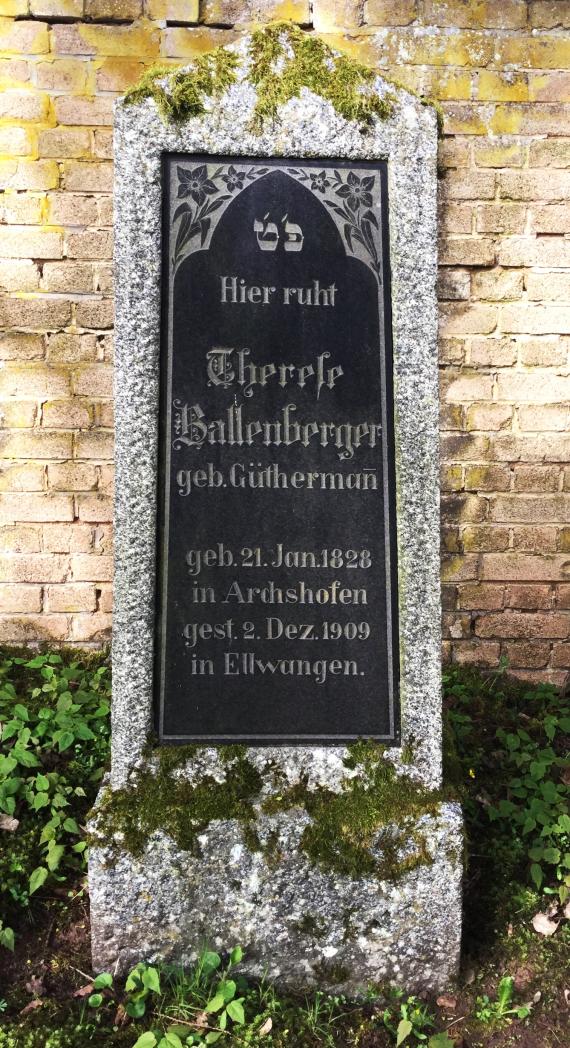 Gravestone of " Therese Ballenberger " - at the Jewish cemetery in Ellwangen