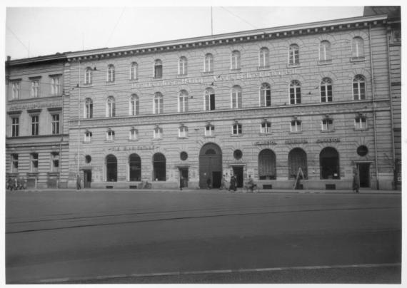 Black and white image of an old building