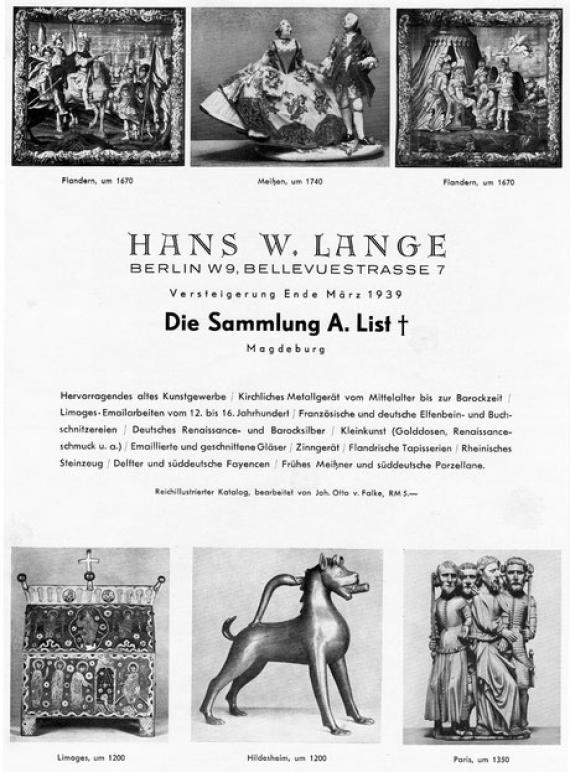 Advertisement with 6 photographs of works of art