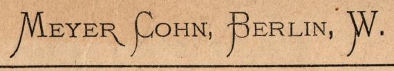 Briefumschlag " Meyer Cohn, Berlin " - versandt am 26. Juli 1879  an " Seiner Hochgeboren Herrn Grafen Carl von Dönhoff - Rittmeister im Regiment Gardes du Corps "  -  Ausschnittvergrößerung Name