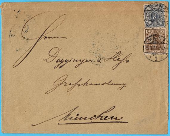 Envelope to " Herren Degginger & Heß, Wholesaler, Munich " - sent on April 15, 1901