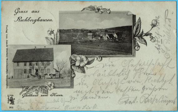 Historical picture postcard - Greeting from Rechberghausen to Miss Irma Grün, Oberdorf near Bopfingen - sent on May 17, 1904 - picture side of the card