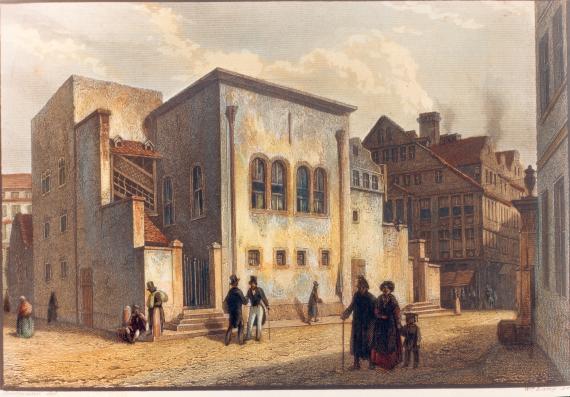 Zu sehen ist das Gebäude der 1711 erbauten Synagoge in der Judengasse