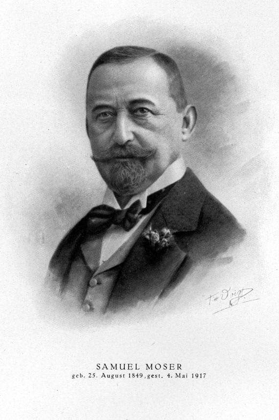 Portrait drawing of managing director Samuel Moser (1849-1917)