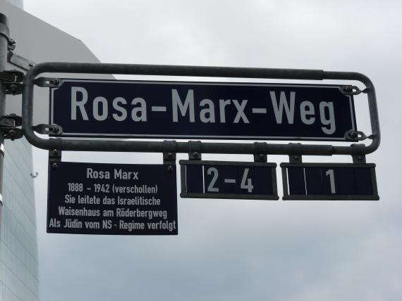 Straßenschild Rosa-Marx-Weg