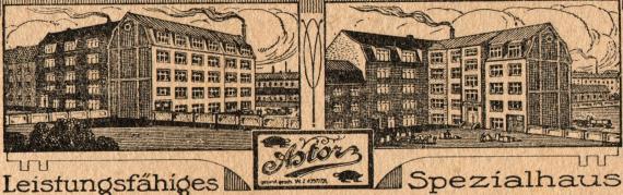 Besuchsankündigung - Gustav Astruck Besuchsankündigung der " Nürnberger Schildpatt- & Hornwarenfabrik Gustav Astruck Nürnberg " - versandt am 8. September 1920 - Kartenrückseite - Ausschnittvergrößerung Firmenansicht