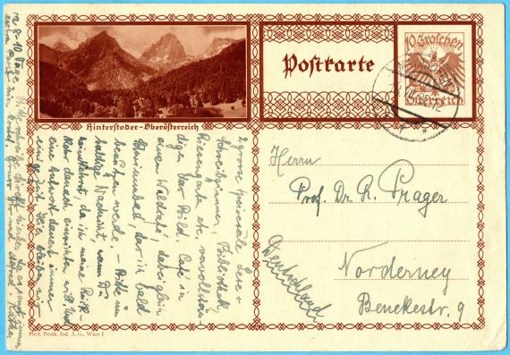 Postcard of a personal nature to Mr. " Prof. Dr. R. Prager ", Norderney, Benekestr. 9 - sent on July 18, 1932