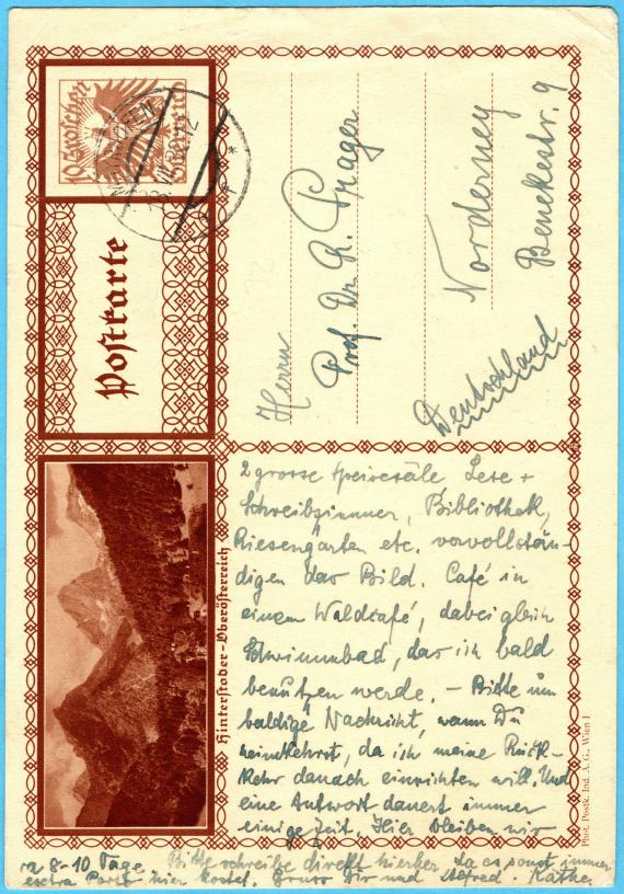 Postcard of a personal nature to Mr. " Prof. Dr. R. Prager ", Norderney, Benekestr. 9 - sent on July 18, 1932 - front of card with end of text