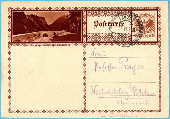 Postcard of a personal nature to " Frau Professor Prager ", Neubabelsberg near Potsdam, observatory - sent on June 11, 1931