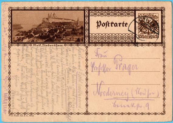 Postcard of a personal nature to " Frau Professor Prager ", Norderney (North Sea), Benekestr.9 - - sent on July 18, 1930