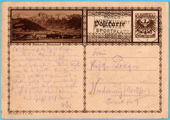 Postcard of a personal nature to " Frau Professor Prager ", Norderney (North Sea), Benekestr.9 - - sent on July 1, 1930