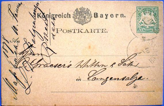 Postkarte von Louis David Katzenberger (1878)