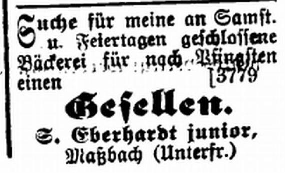 Anzeige in der Zeitschrift "Der Israelit" vom 6. Mai 1901