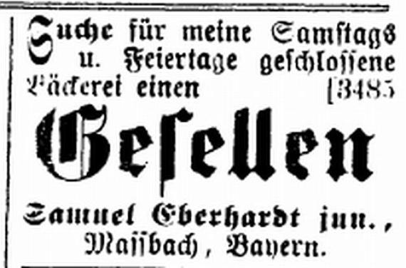 Anzeige in der Zeitschrift "Der Israelit" vom 11. Juni 1900
