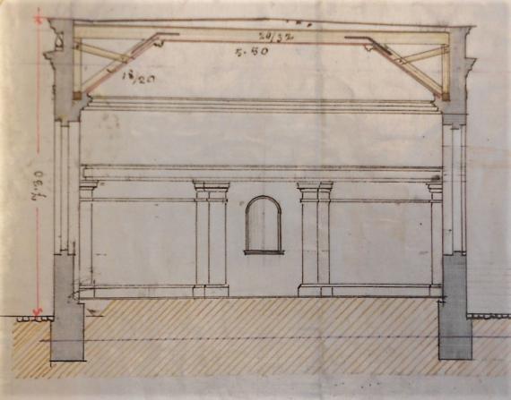 Bauzeichnung der Bubenská-Synagoge