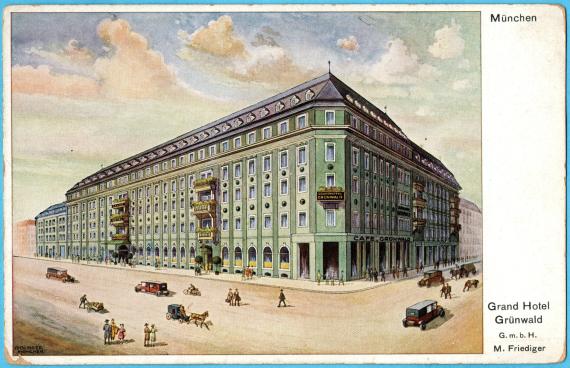 Historische Ansichtskarte München - Grand Hotel Grünwald Historische Ansichtskarte München - aus der Zeit um 1920 - Grand Hotel Grünwald G.m.b.H. - M. Friediger