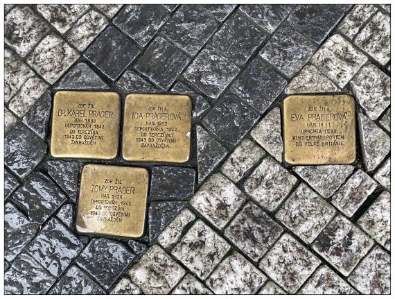 Rechtsanwalt Dr. Karel Prager, Ida Pragerová, Tomy Prager und Eva Pragerová - Stolpersteine